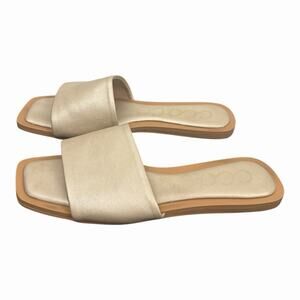 CCOCCI Kelly Womens 6.5 Gold Metallic Square Toe Slide Flat Sandals